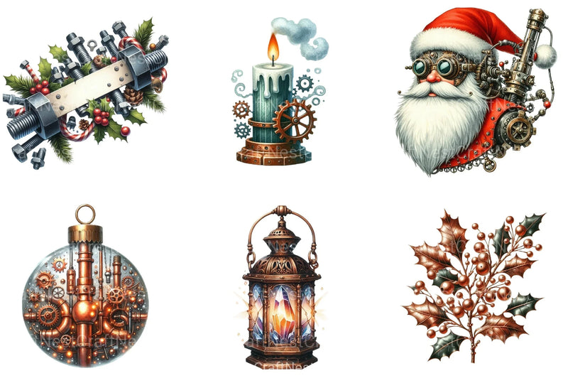 Christmas Steampunk Clipart Bundle - CraftNest - Digital Crafting and Art