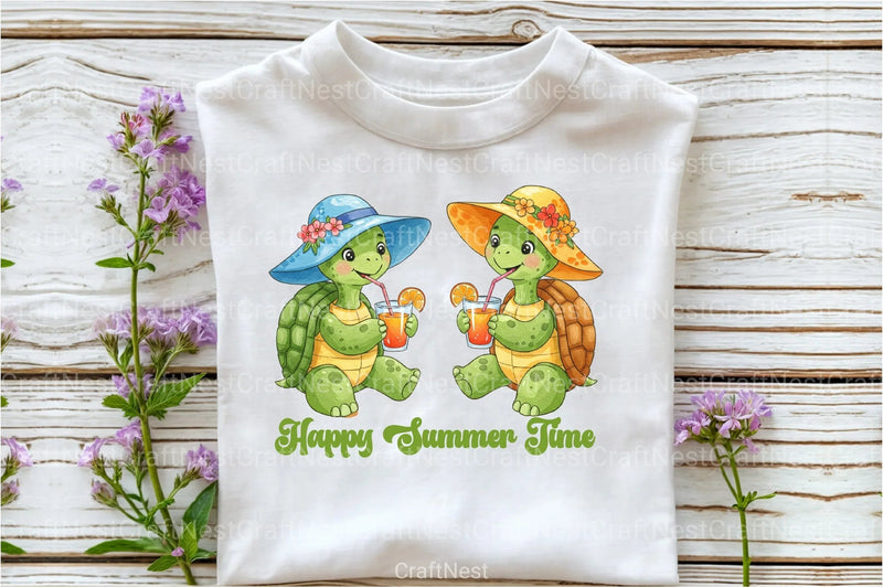 Happy Summer Time Turtles Clipart Bundle - CraftNest - Digital Crafting and Art