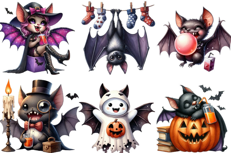 Funny Halloween Bats Clipart Bundle - CraftNest - Digital Crafting and Art