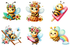 Cute Cartoon Bees Summer Clipart Bundle - CraftNest - Digital Crafting and Art