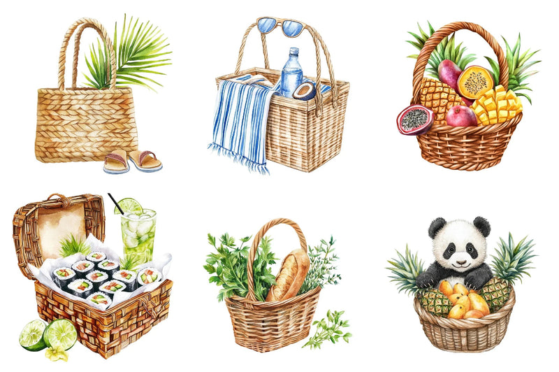 Summer Basket Clipart Bundle - CraftNest - Digital Crafting and Art
