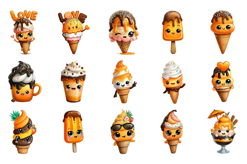 Kawaii Ice Cream Clipart Bundle - CraftNest - Digital Crafting and Art