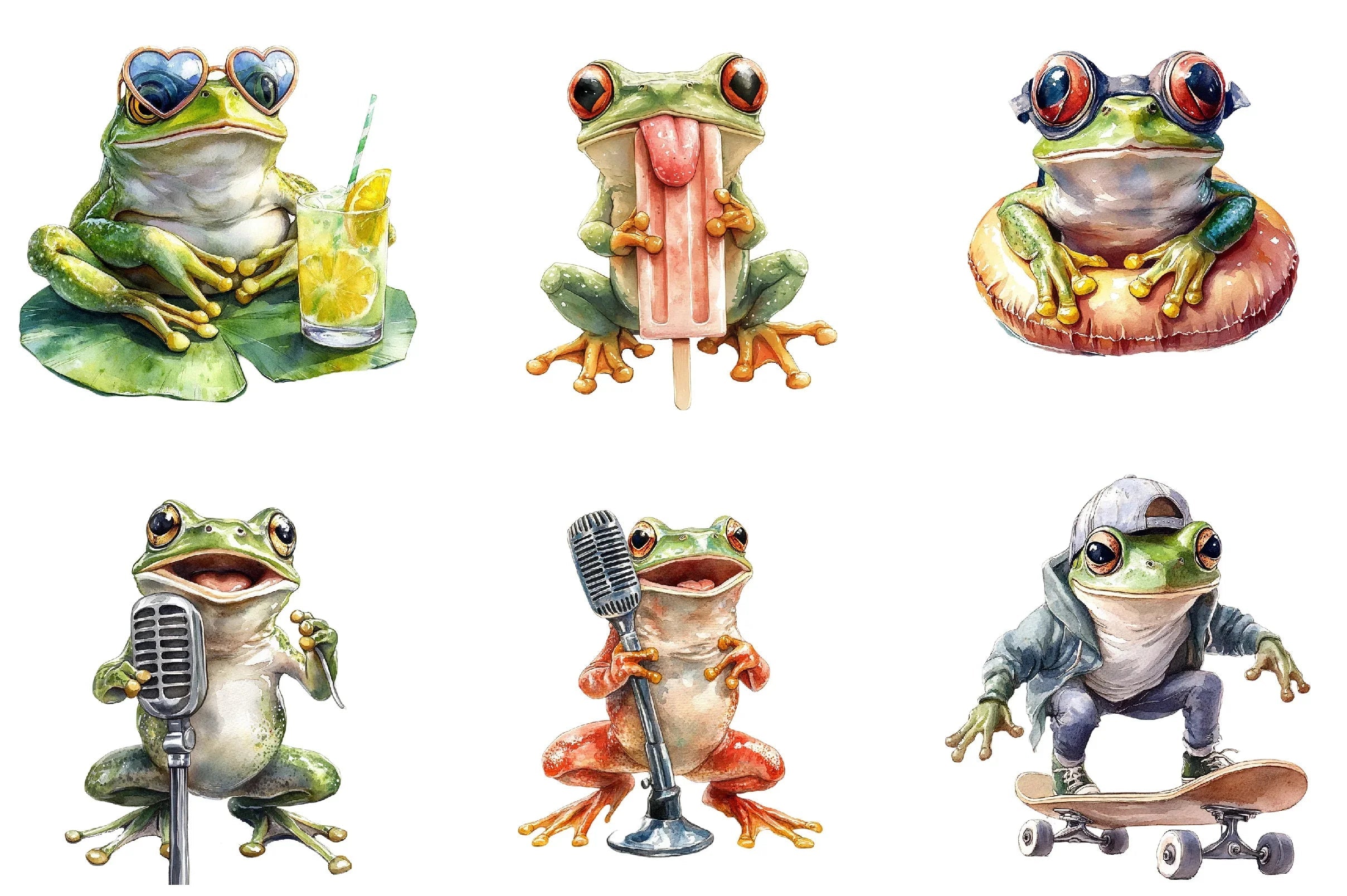 Funny Frogs Clipart Bundle - CraftNest - Digital Crafting and Art