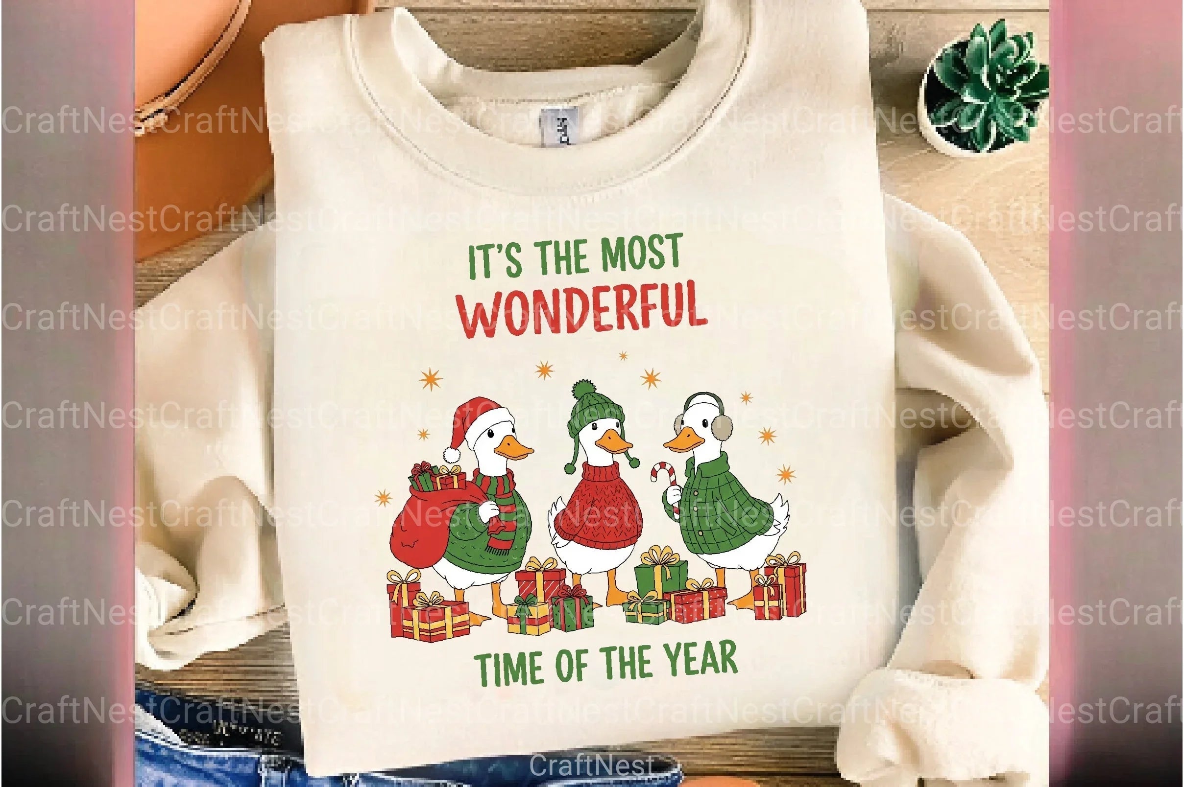 Christmas Goose Trio Illustration Clipart Bundle - CraftNest - Digital Crafting and Art