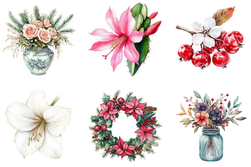Christmas Flowers Design Clipart Bundle - CraftNest - Digital Crafting and Art