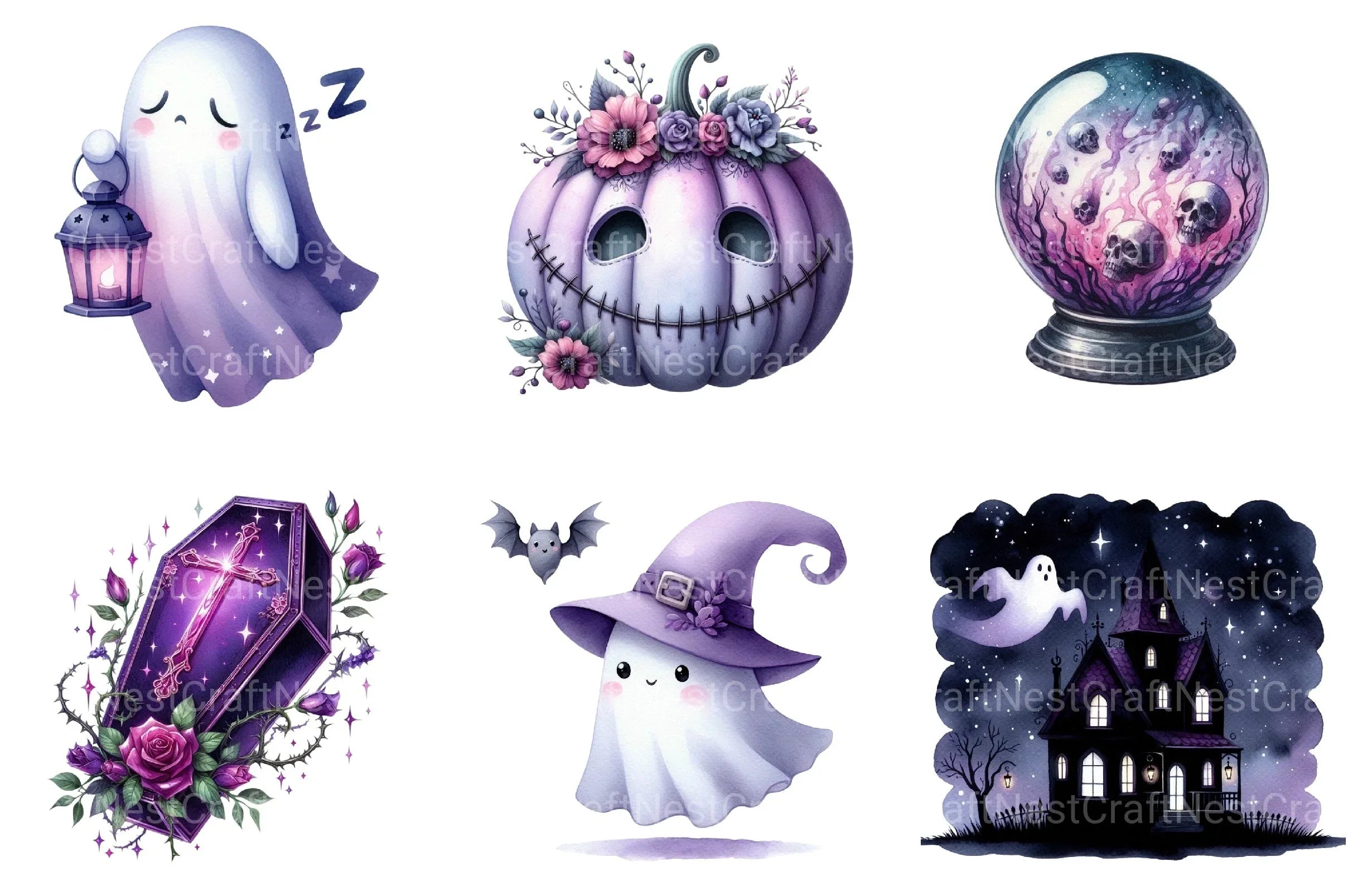 Spooky Purple Halloween Clipart Bundle - CraftNest - Digital Crafting and Art