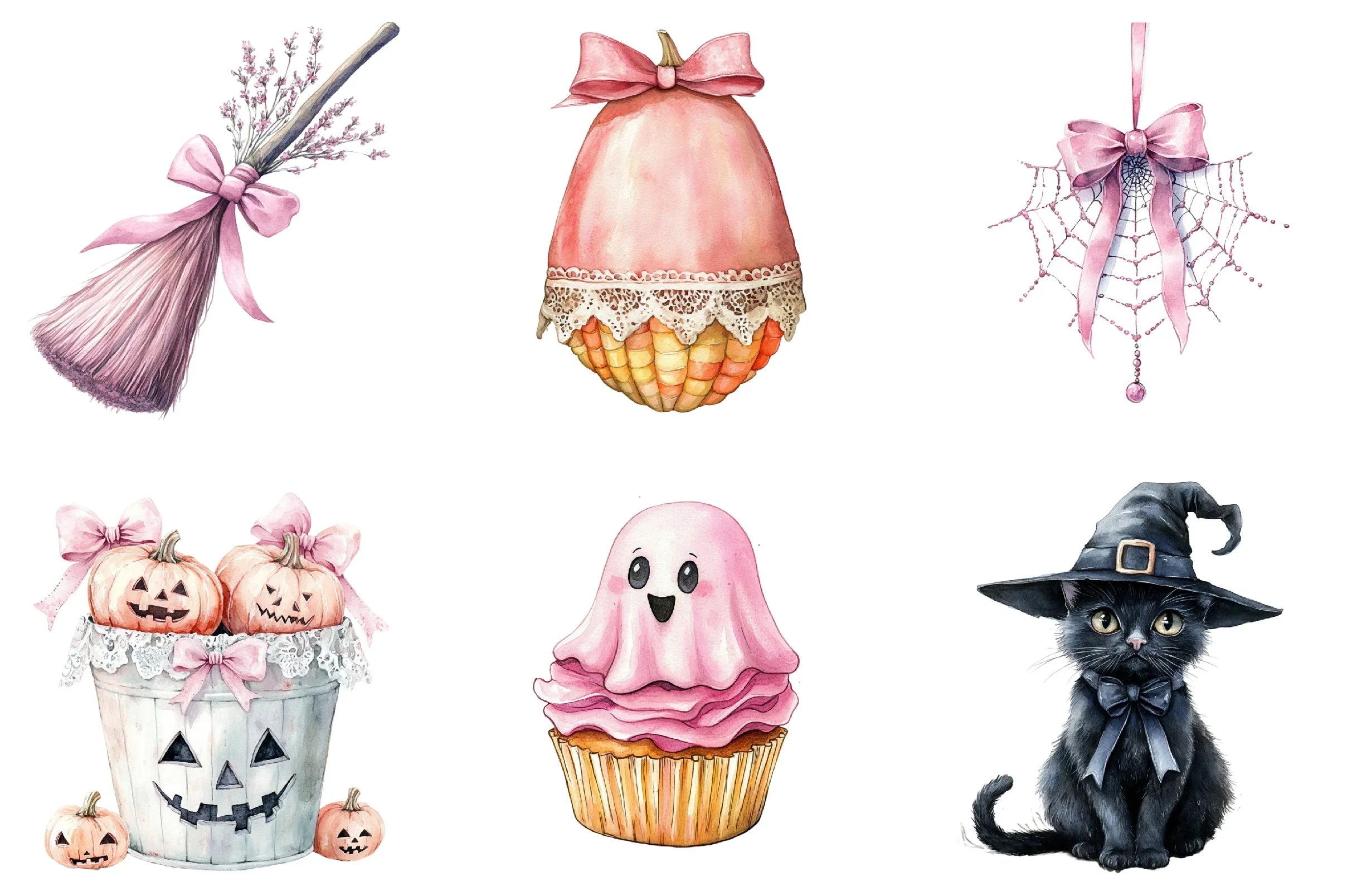 Pink Coquette Bow Halloween Clipart Bundle - CraftNest - Digital Crafting and Art
