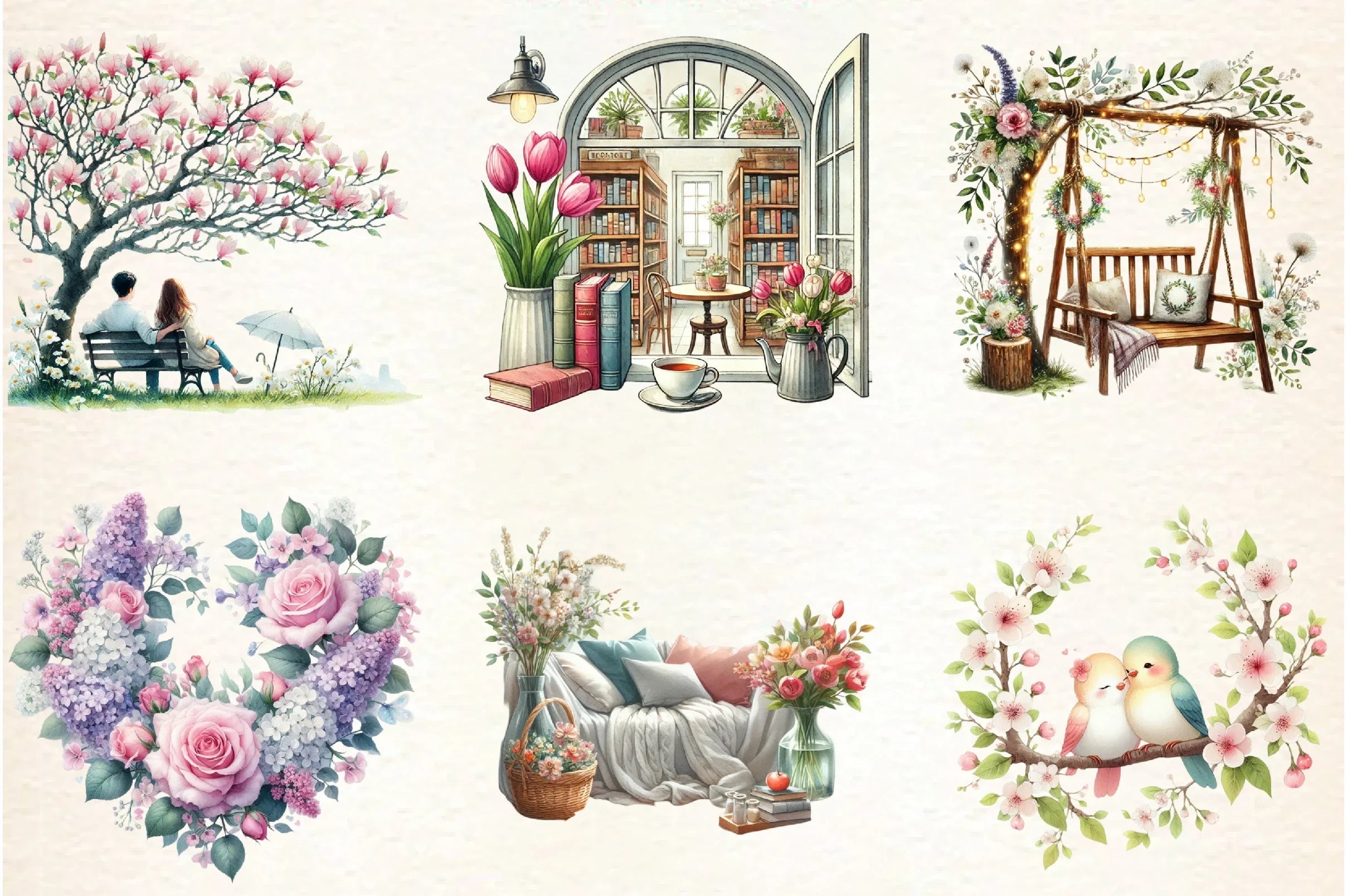 Cozy Romantic Spring Clipart Bundle - CraftNest - Digital Crafting and Art