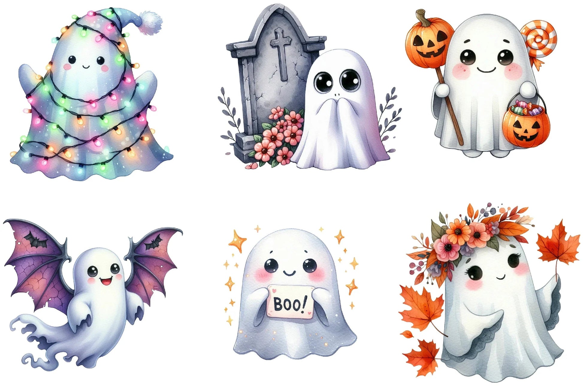 Halloween Ghosts Clipart Bundle - CraftNest - Digital Crafting and Art