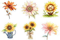 Cute Sunflower Clipart Bundle - CraftNest - Digital Crafting and Art