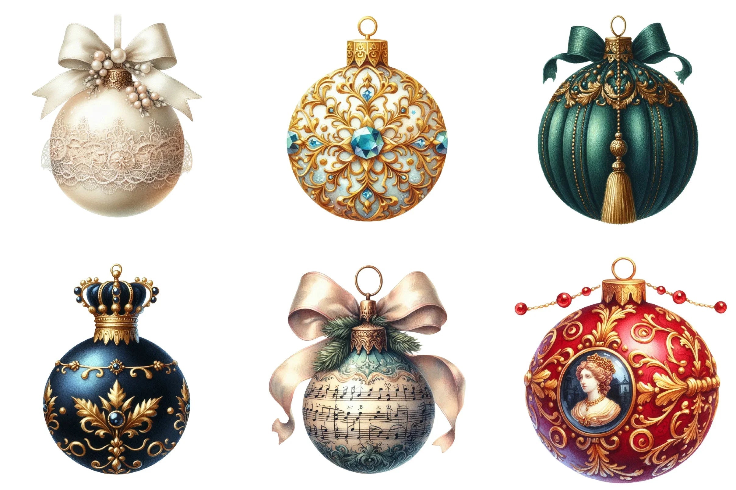 Victorian Christmas Balls Clipart Bundle - CraftNest - Digital Crafting and Art