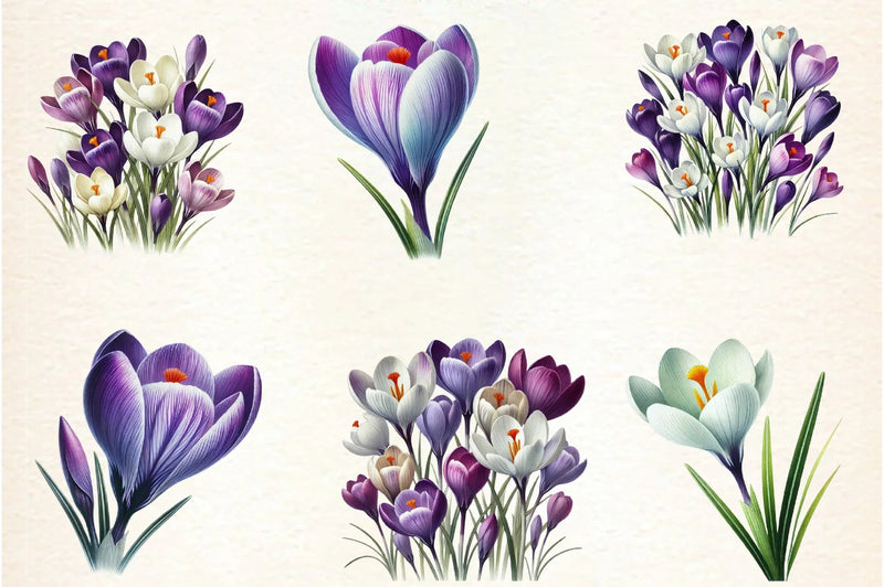 Spring Crocus Flower Clipart Bundle - CraftNest - Digital Crafting and Art