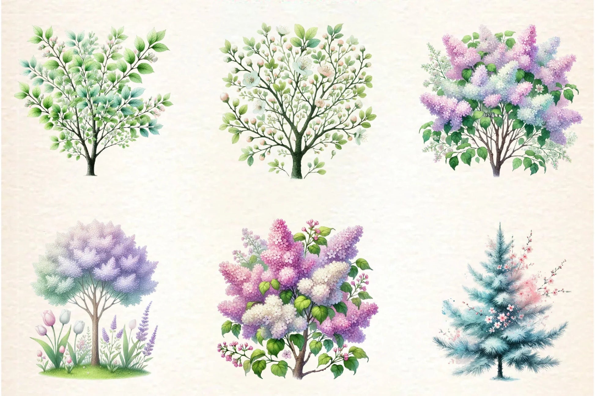 Pastel Spring Trees Clipart Bundle - CraftNest - Digital Crafting and Art