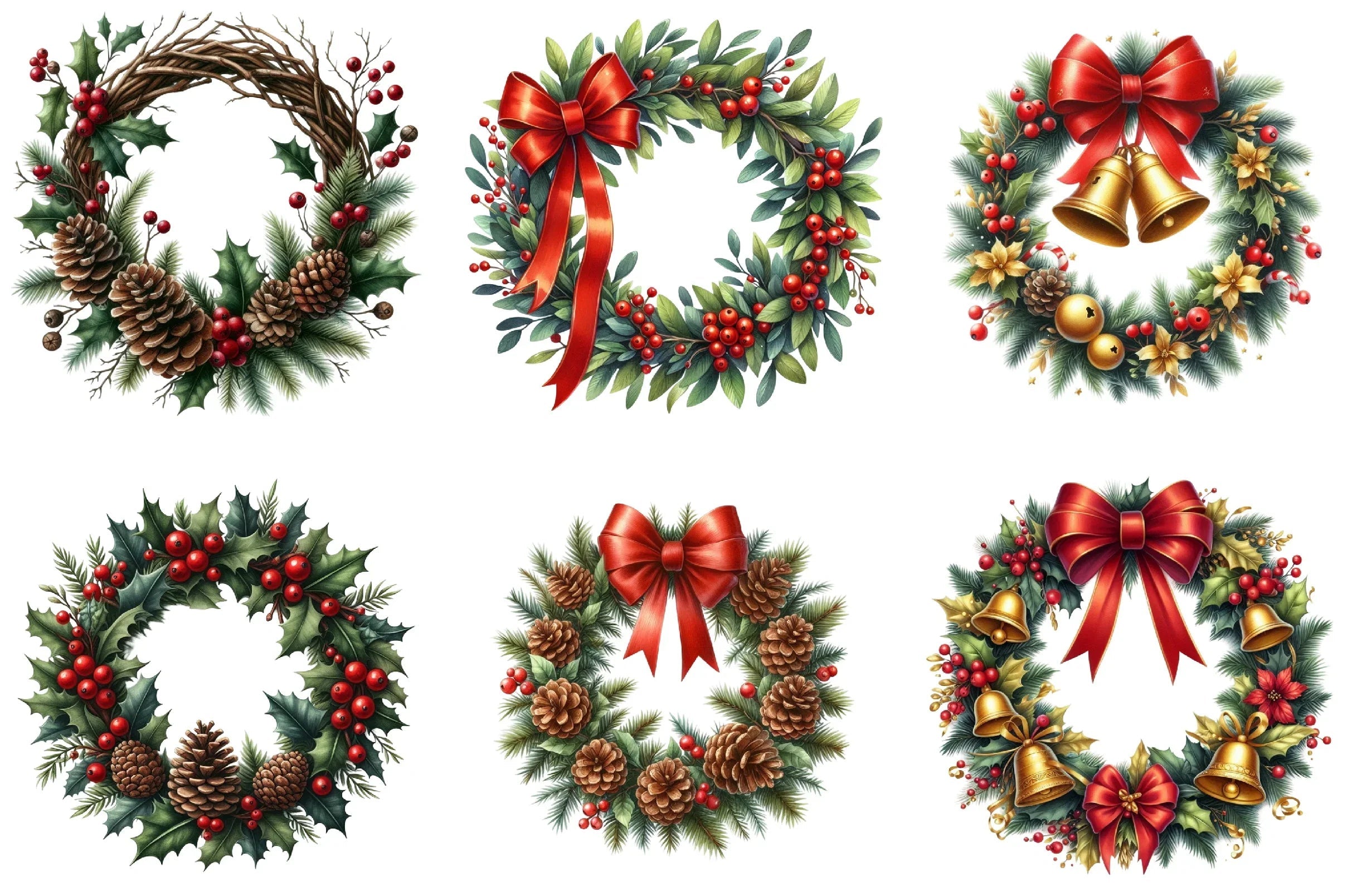 Christmas Wreath Clipart Bundle - CraftNest - Digital Crafting and Art