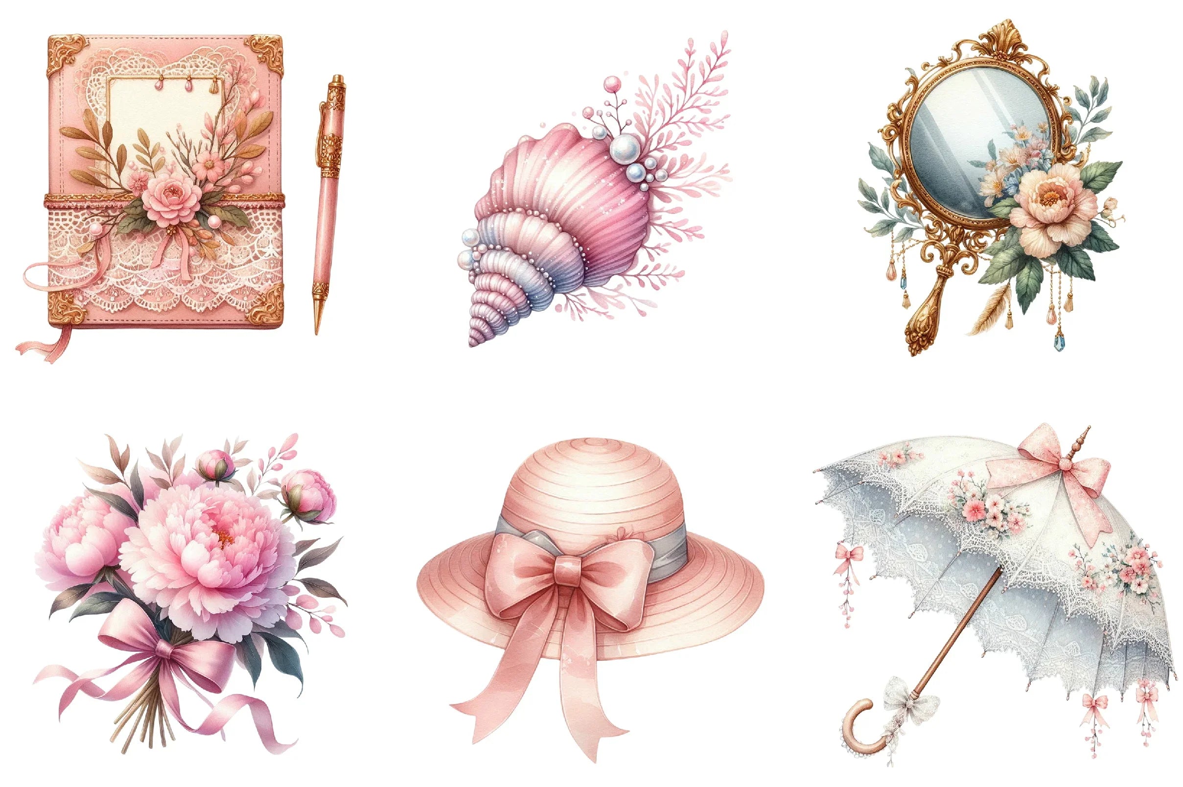 Coquette Girly Summer Clipart Bundle - CraftNest - Digital Crafting and Art