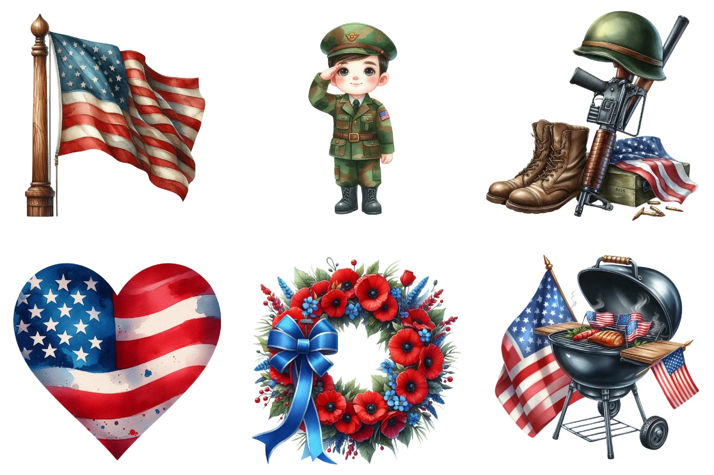 Memorial Day Clipart Bundle - CraftNest - Digital Crafting and Art