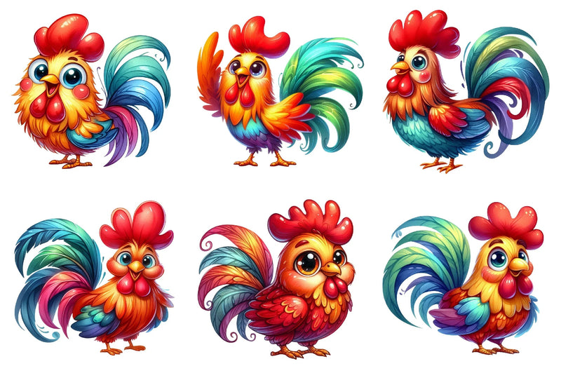 Funny Chicken Rooster Clipart Bundle - CraftNest - Digital Crafting and Art
