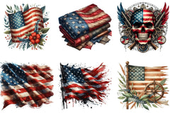 Vintage Grunge American Flag Clipart Bundle - CraftNest - Digital Crafting and Art