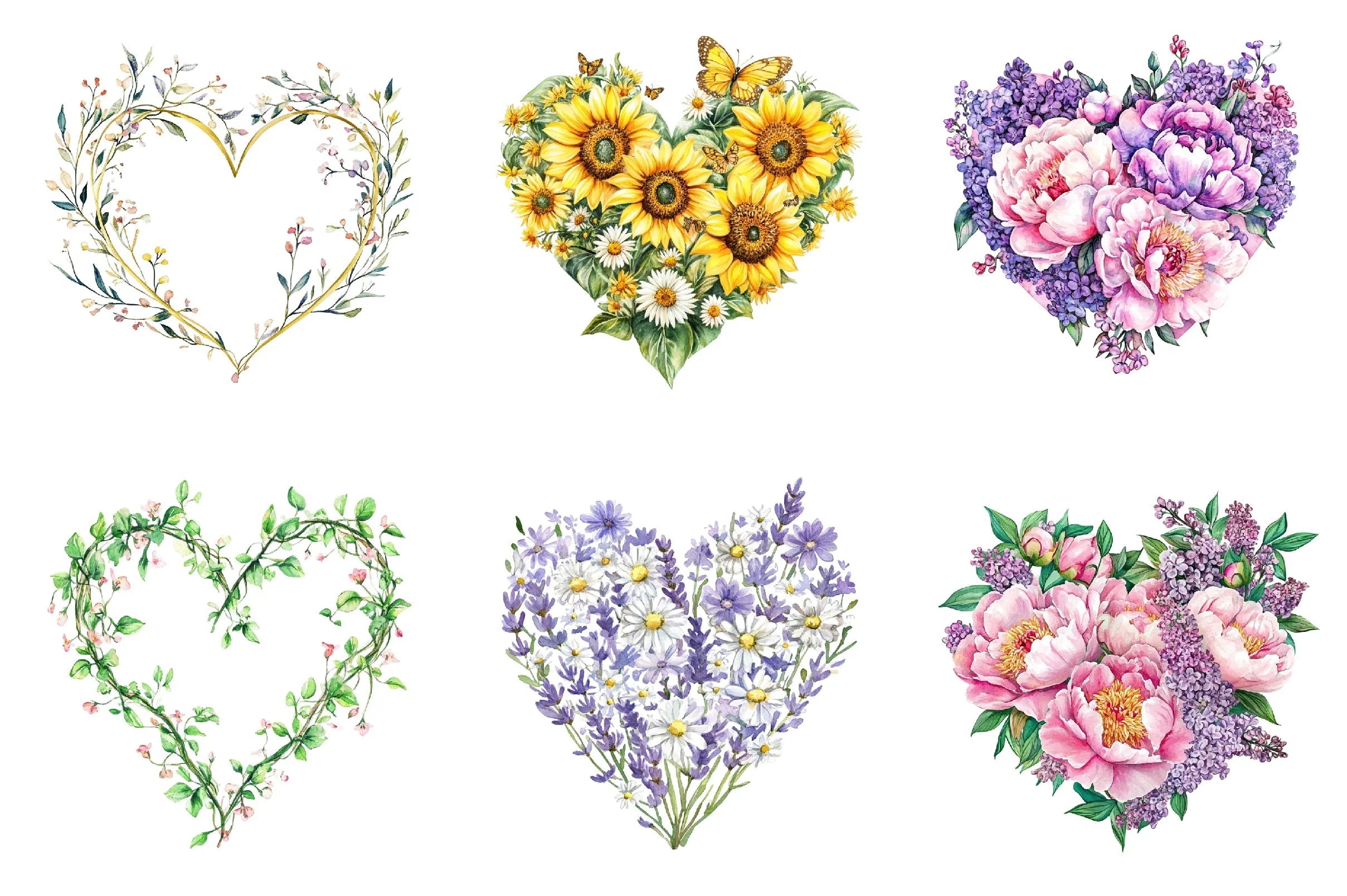 Spring Floral Hearts Clipart Bundle - CraftNest - Digital Crafting and Art