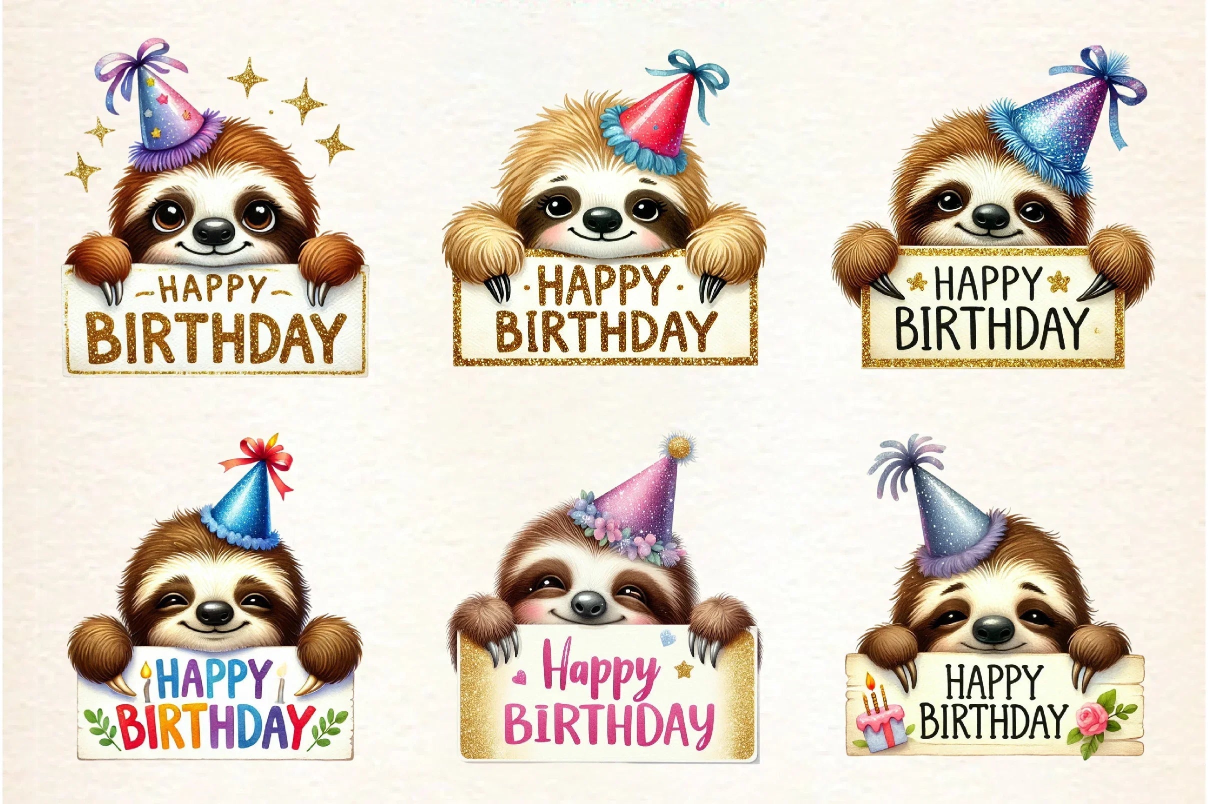 Peeking Birthday Animal Clipart Bundle - CraftNest - Digital Crafting and Art