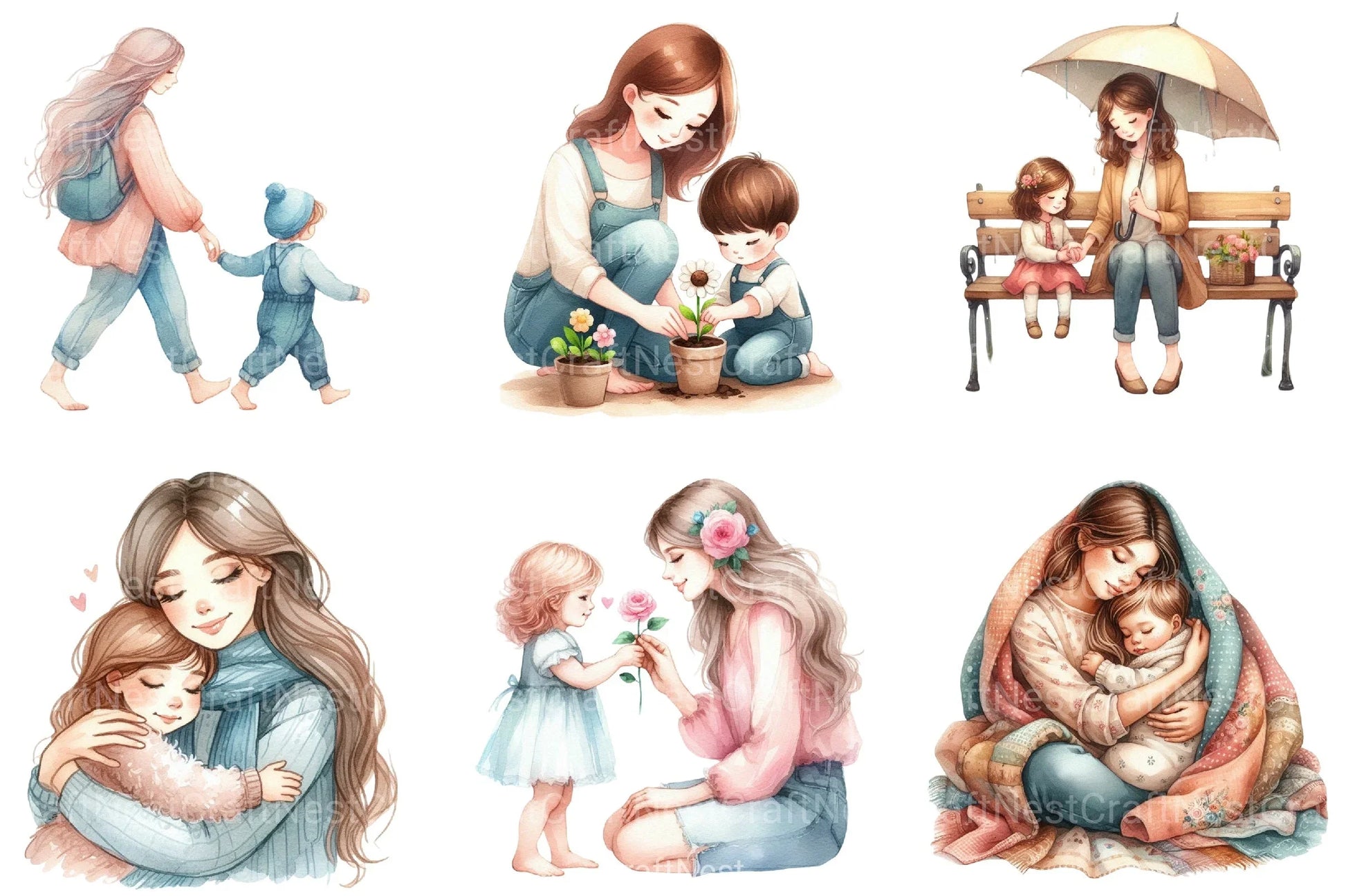 Mommy and Child Clipart Bundle - CraftNest - Digital Crafting and Art