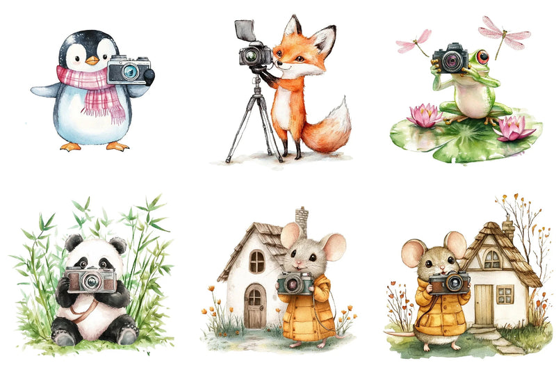 Cute Animals Photographer Clipart Bundle - CraftNest - Digital Crafting and Art