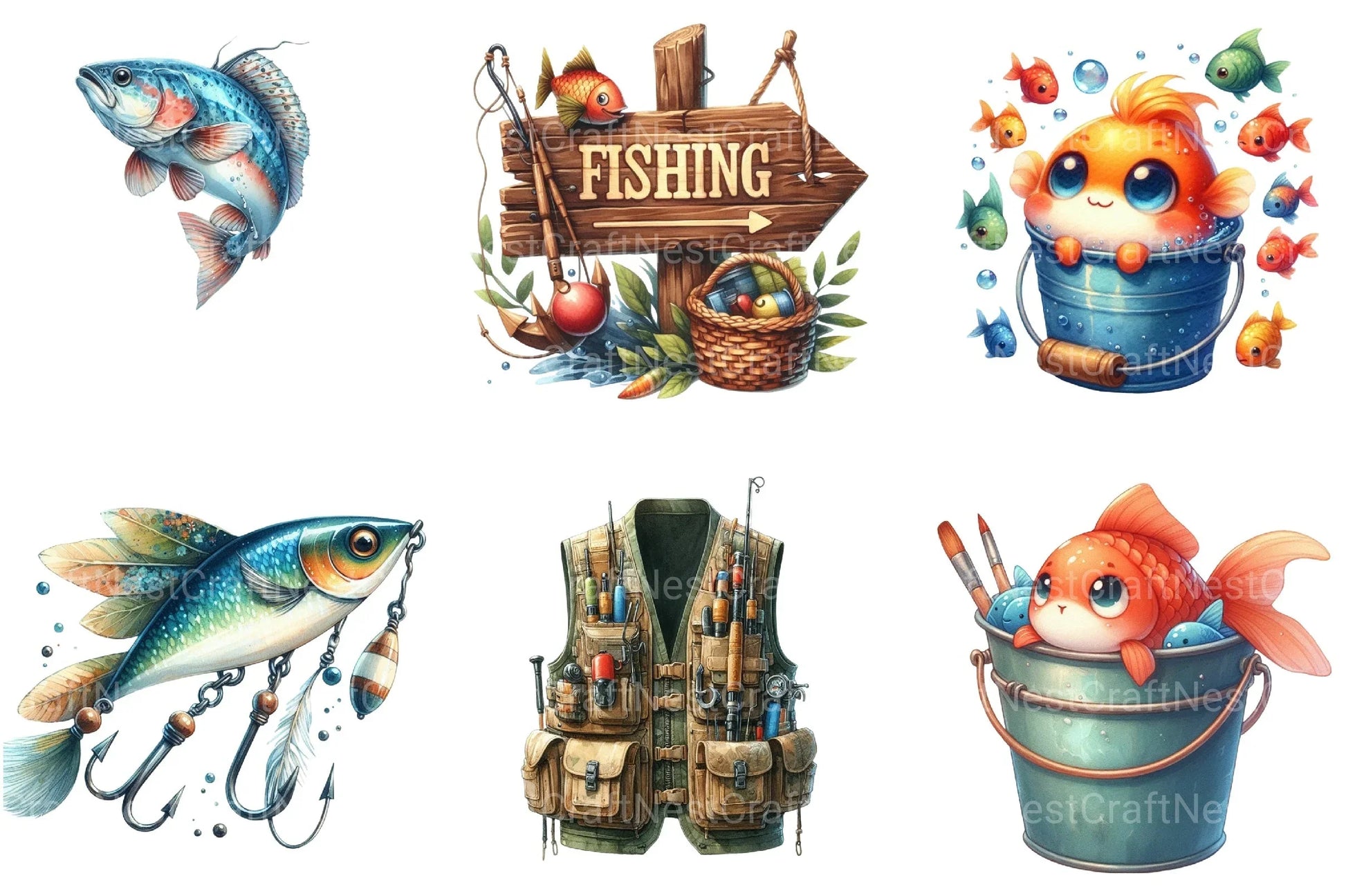 Little Fisherman Clipart Bundle - CraftNest - Digital Crafting and Art