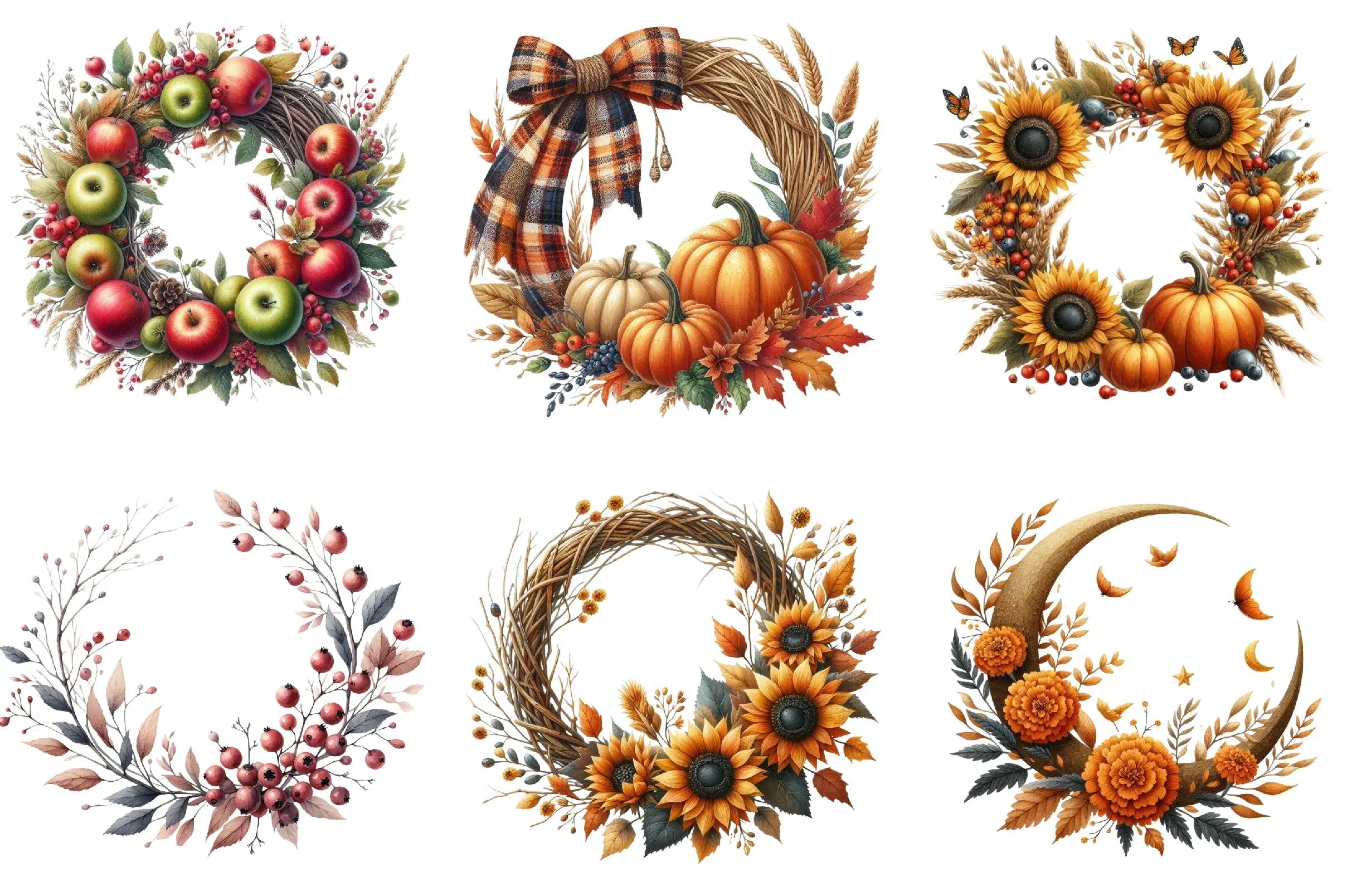 Autumn Wreath Clipart Bundle - CraftNest - Digital Crafting and Art