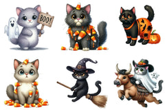 Funny Halloween Black Cat Clipart Bundle - CraftNest - Digital Crafting and Art