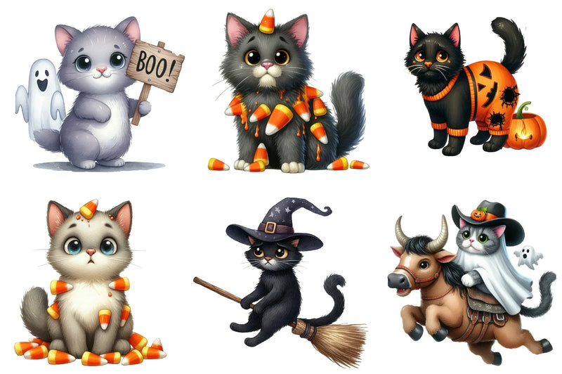 Funny Halloween Black Cat Clipart Bundle - CraftNest - Digital Crafting and Art