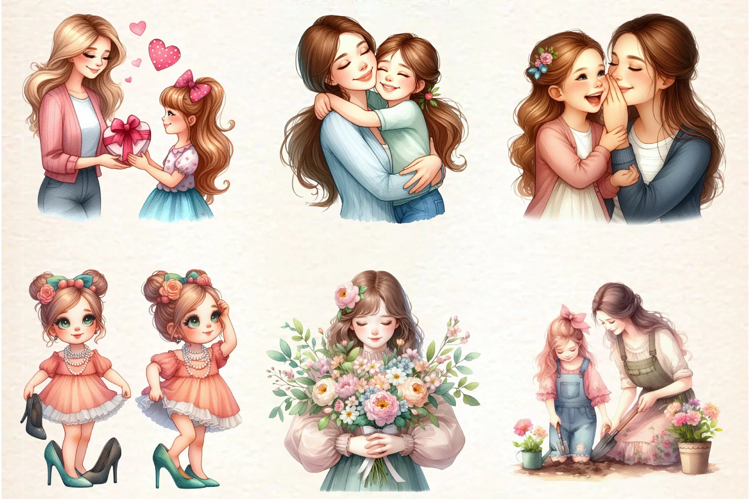 Mother's Day Girl Clipart Bundle - CraftNest - Digital Crafting and Art
