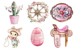 Vintage Pink Easter Western Clipart Bundle - CraftNest - Digital Crafting and Art