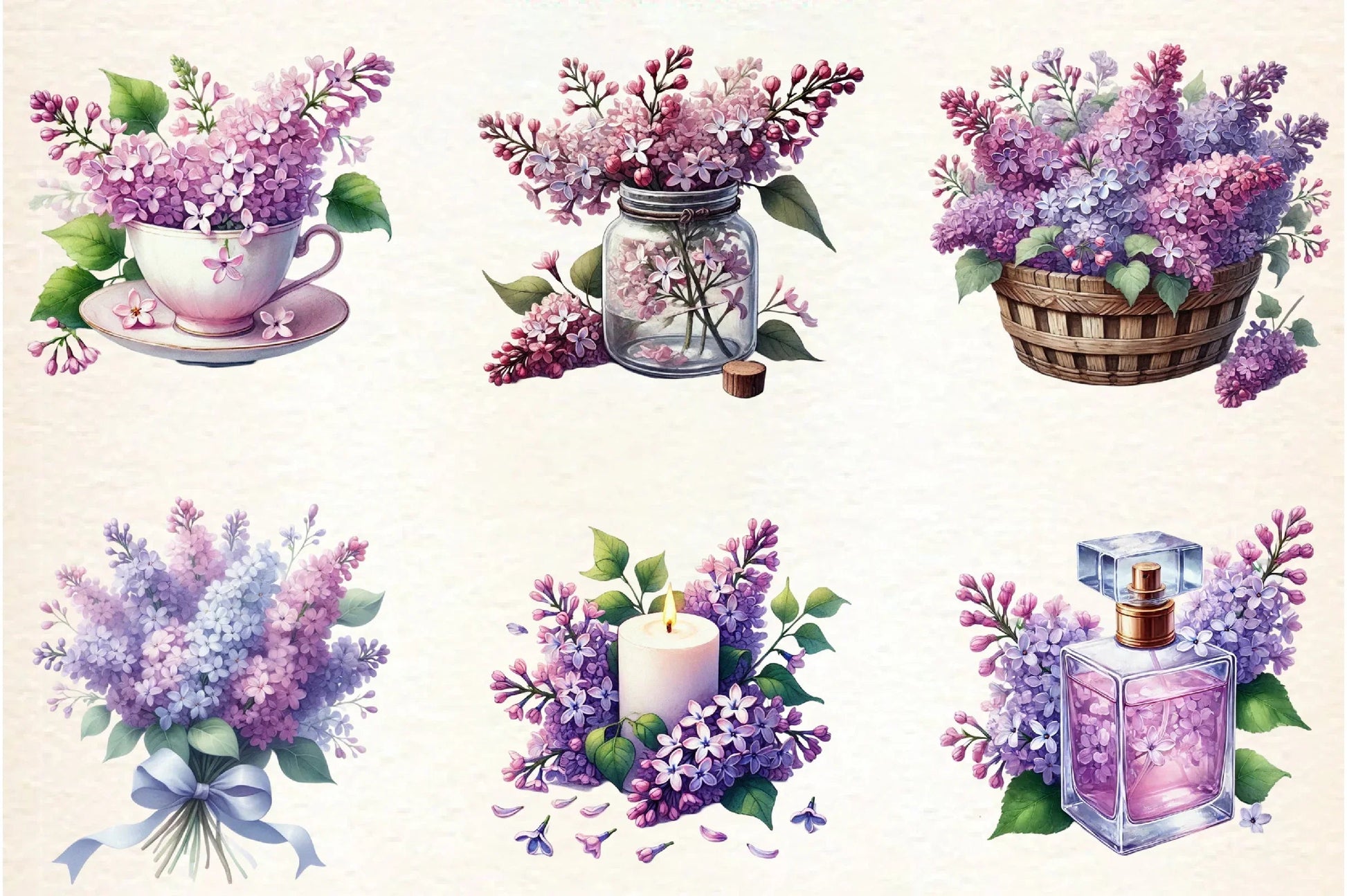 Spring Lilac Flower Clipart Bundle - CraftNest - Digital Crafting and Art