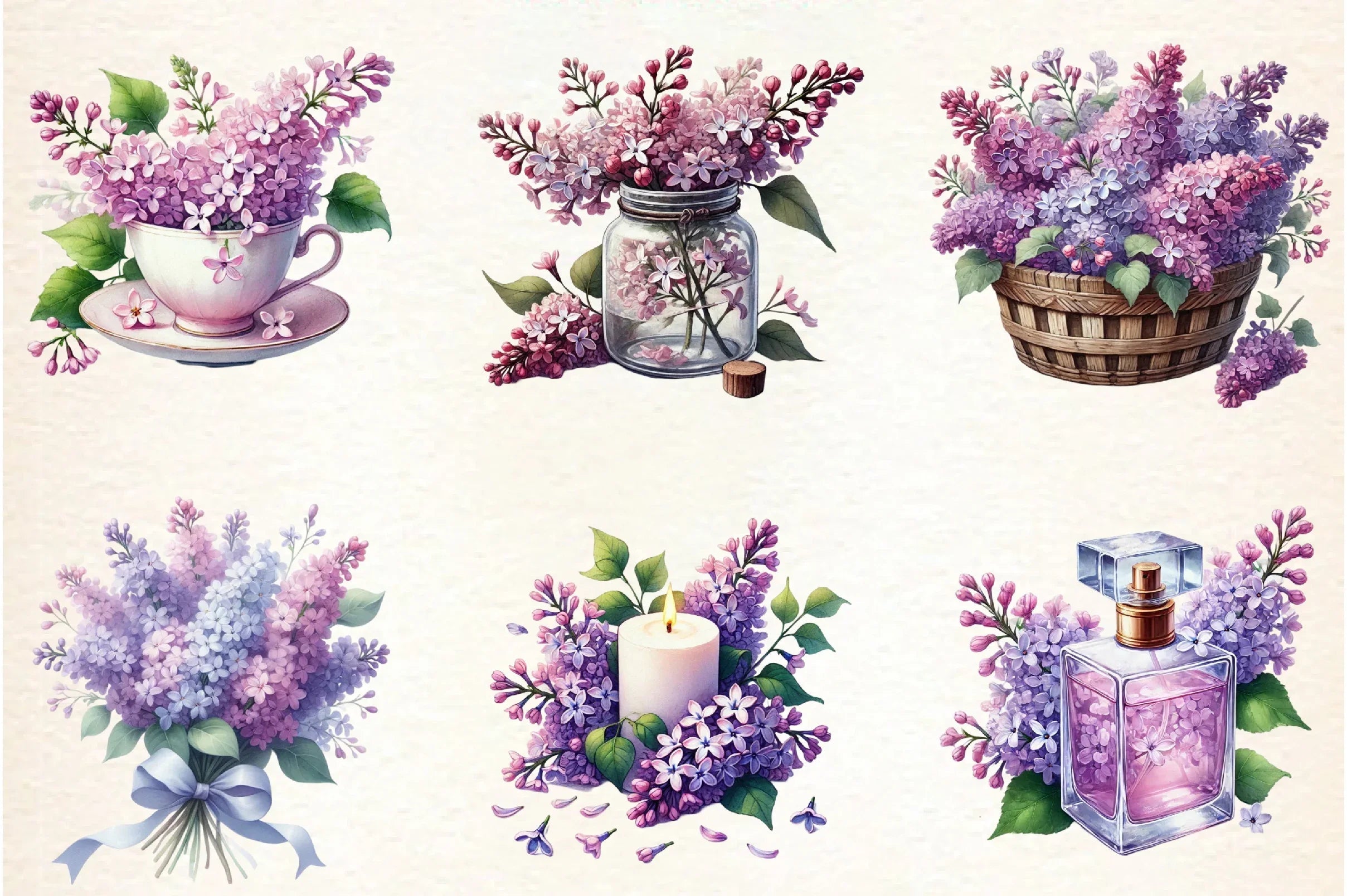 Spring Lilac Flower Clipart Bundle - CraftNest - Digital Crafting and Art