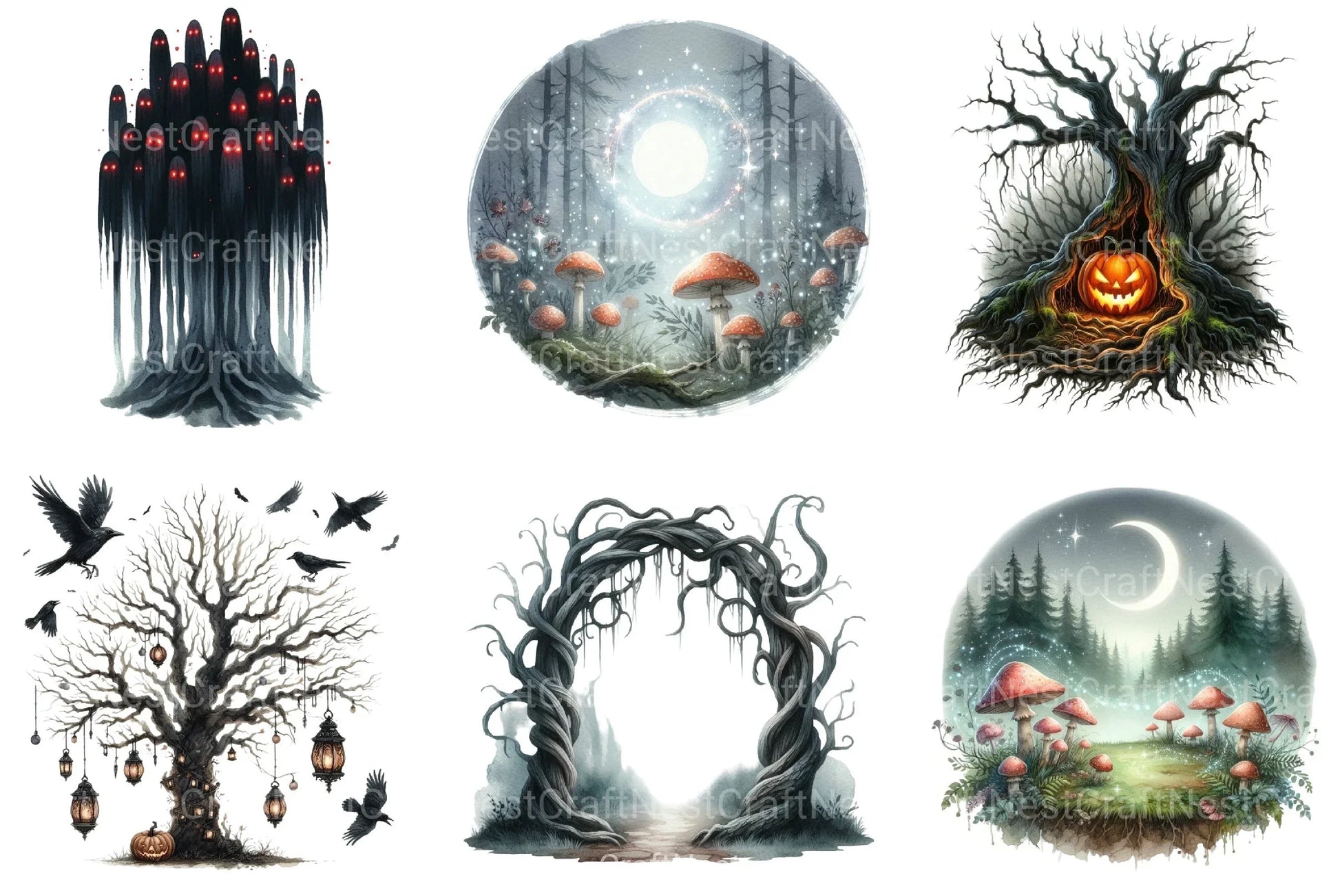 Haunted Forests Clipart Bundle - CraftNest - Digital Crafting and Art