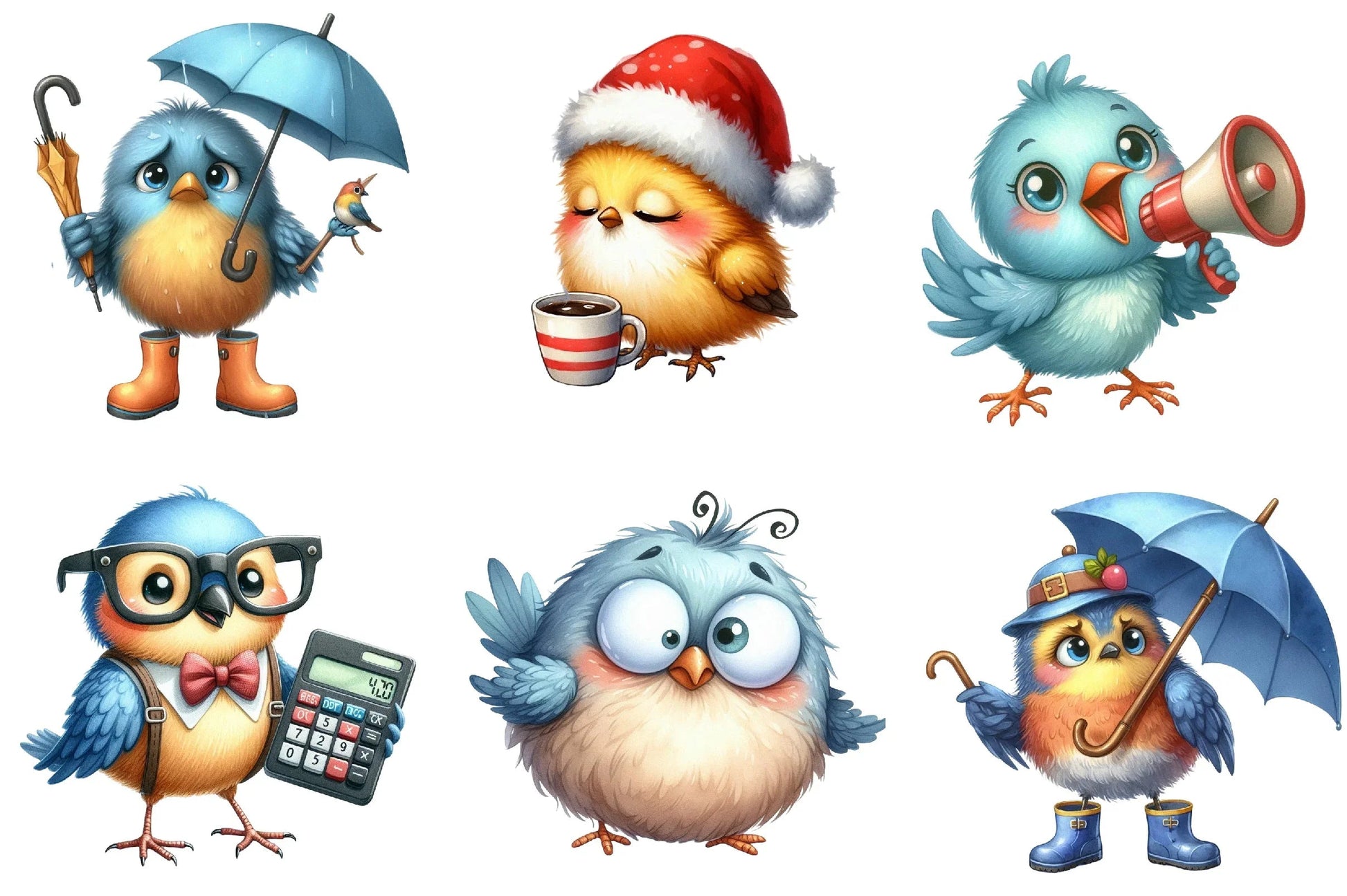 Quirky Funny Cartoon Bird Clipart Bundle - CraftNest - Digital Crafting and Art