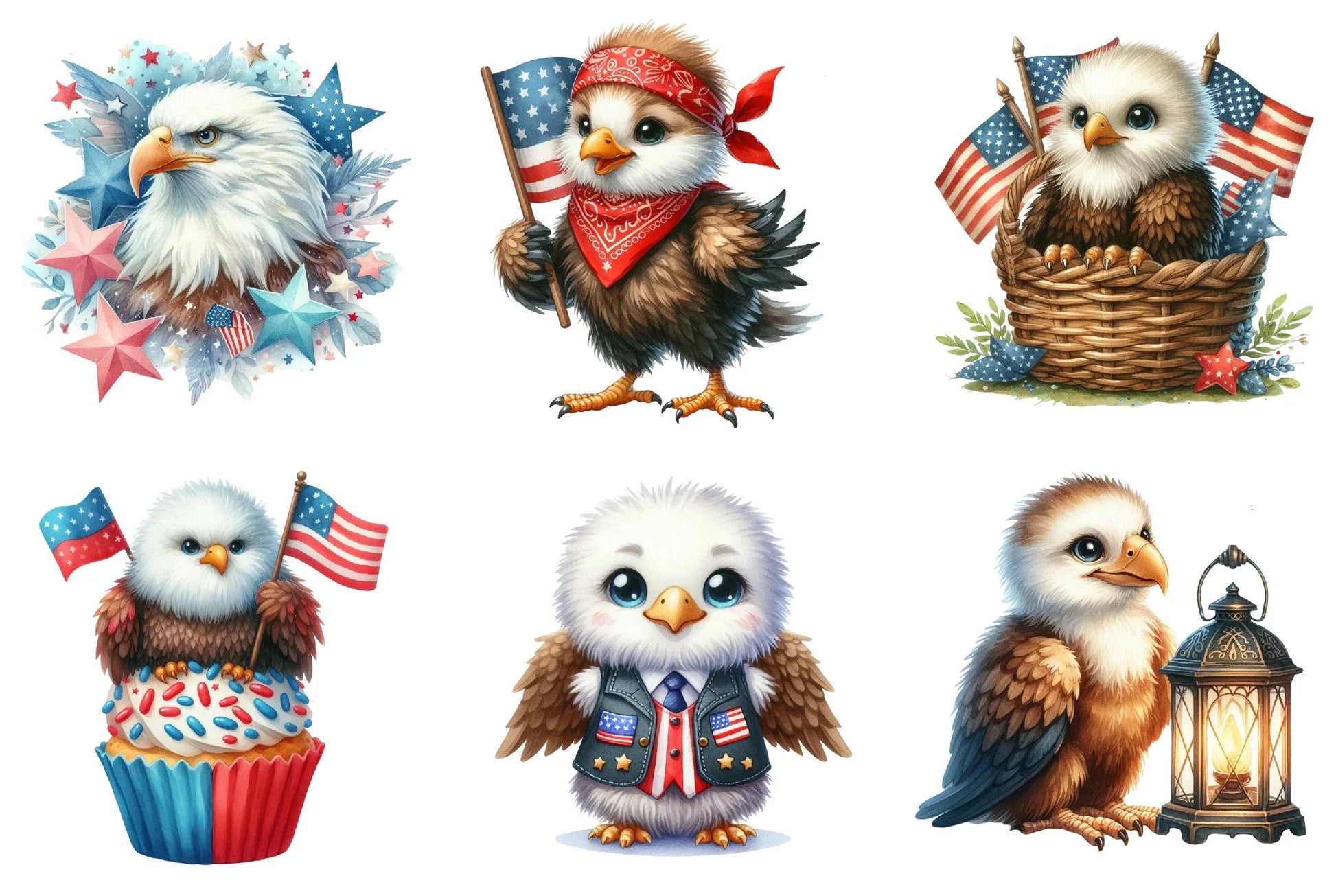 Cute Eagle Independence Day Clipart Bundle - CraftNest - Digital Crafting and Art