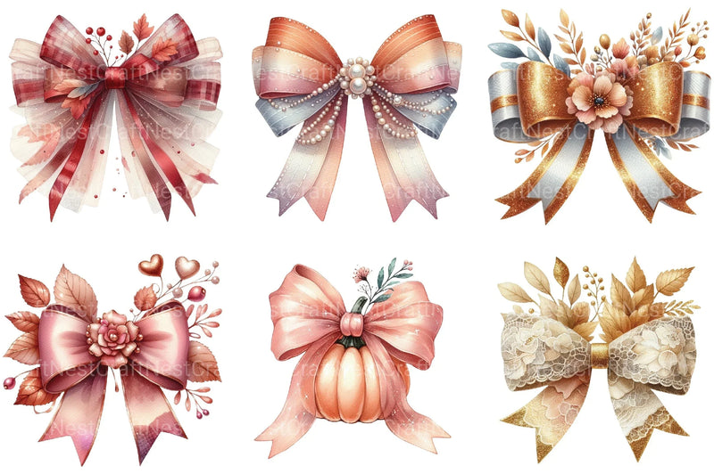 Autumn Coquette Bows Clipart Bundle 99 - CraftNest - Digital Crafting and Art