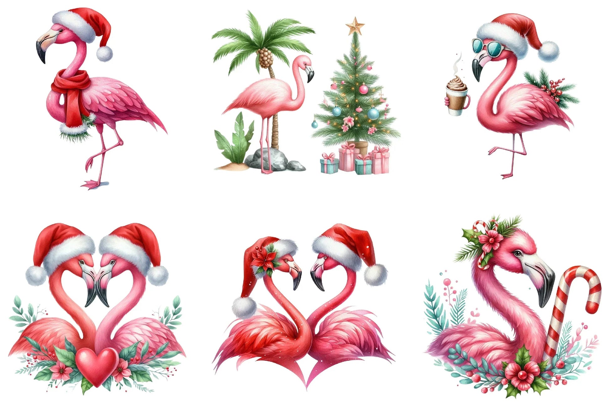 Christmas Flamingo Clipart Bundle - CraftNest - Digital Crafting and Art