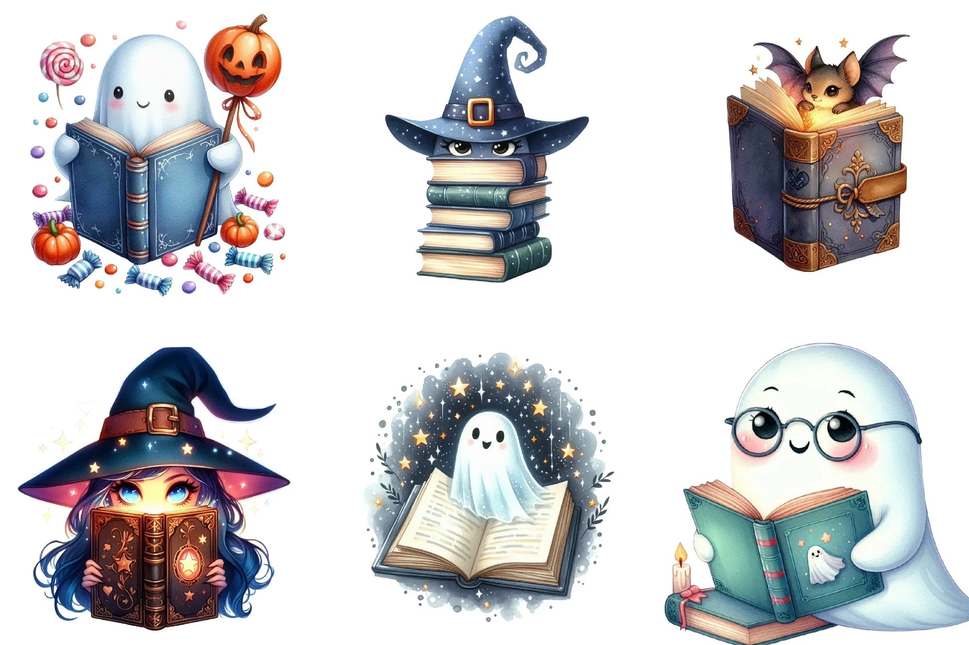Halloween Peeking and Reading Clipart Bundle - CraftNest - Digital Crafting and Art