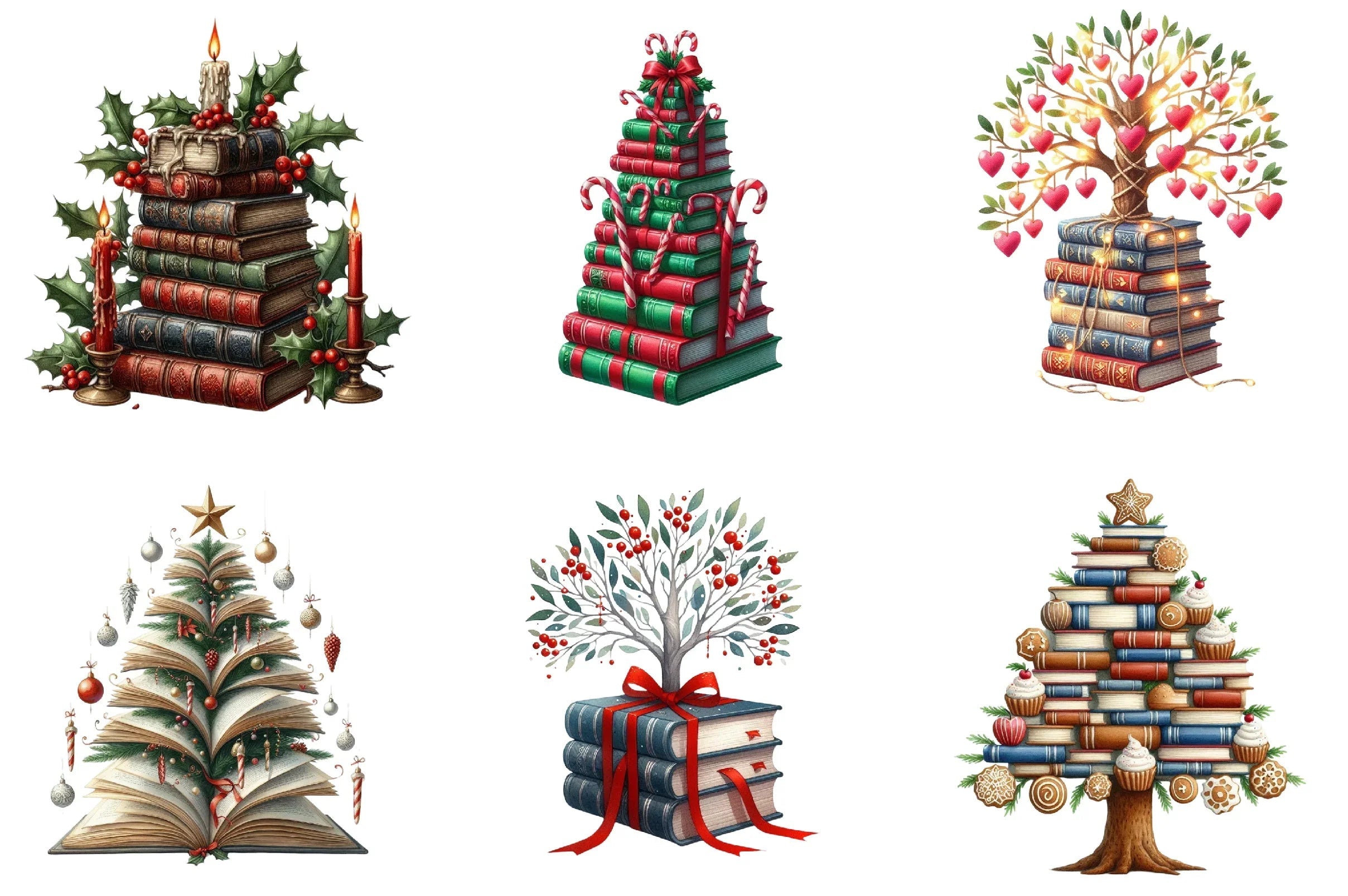 Christmas Books Tree Clipart Bundle - CraftNest - Digital Crafting and Art