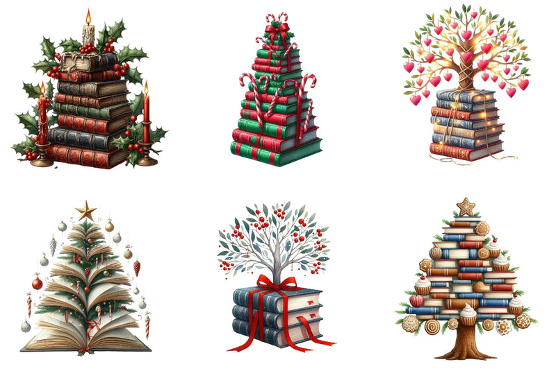 Christmas Books Tree Clipart Bundle - CraftNest - Digital Crafting and Art