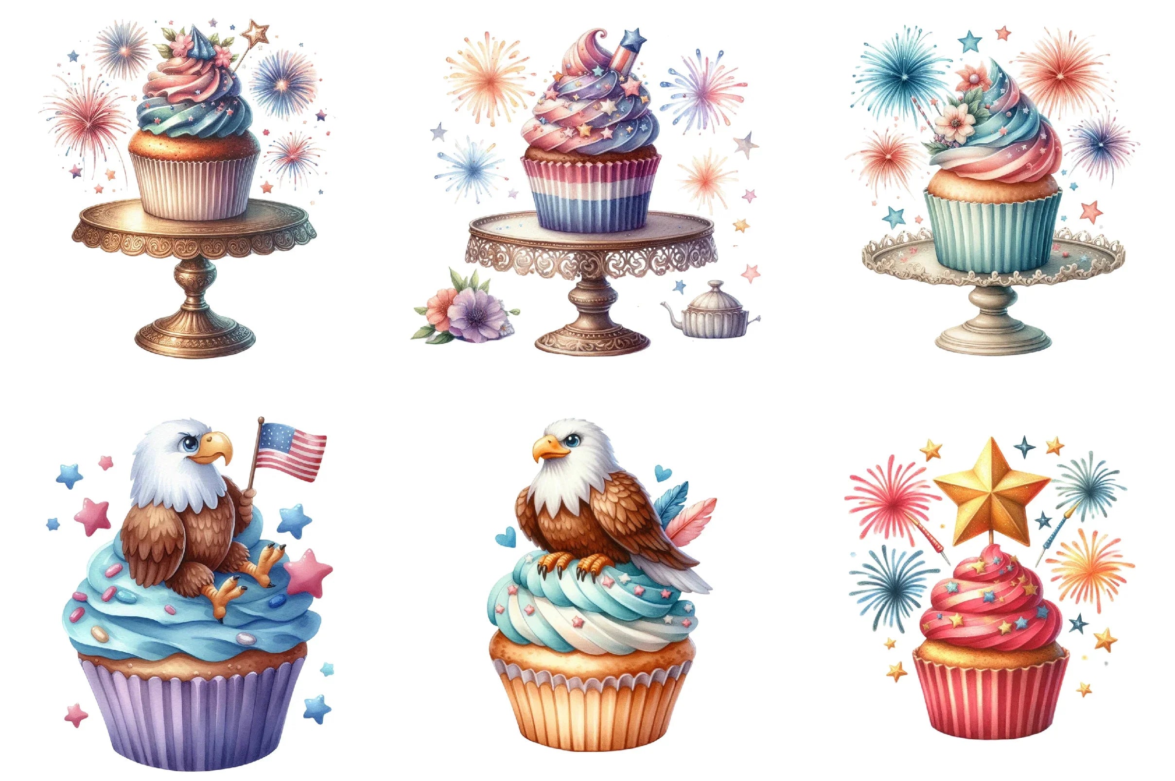 4th of July Cupcake Clipart Bundle - CraftNest - Digital Crafting and Art
