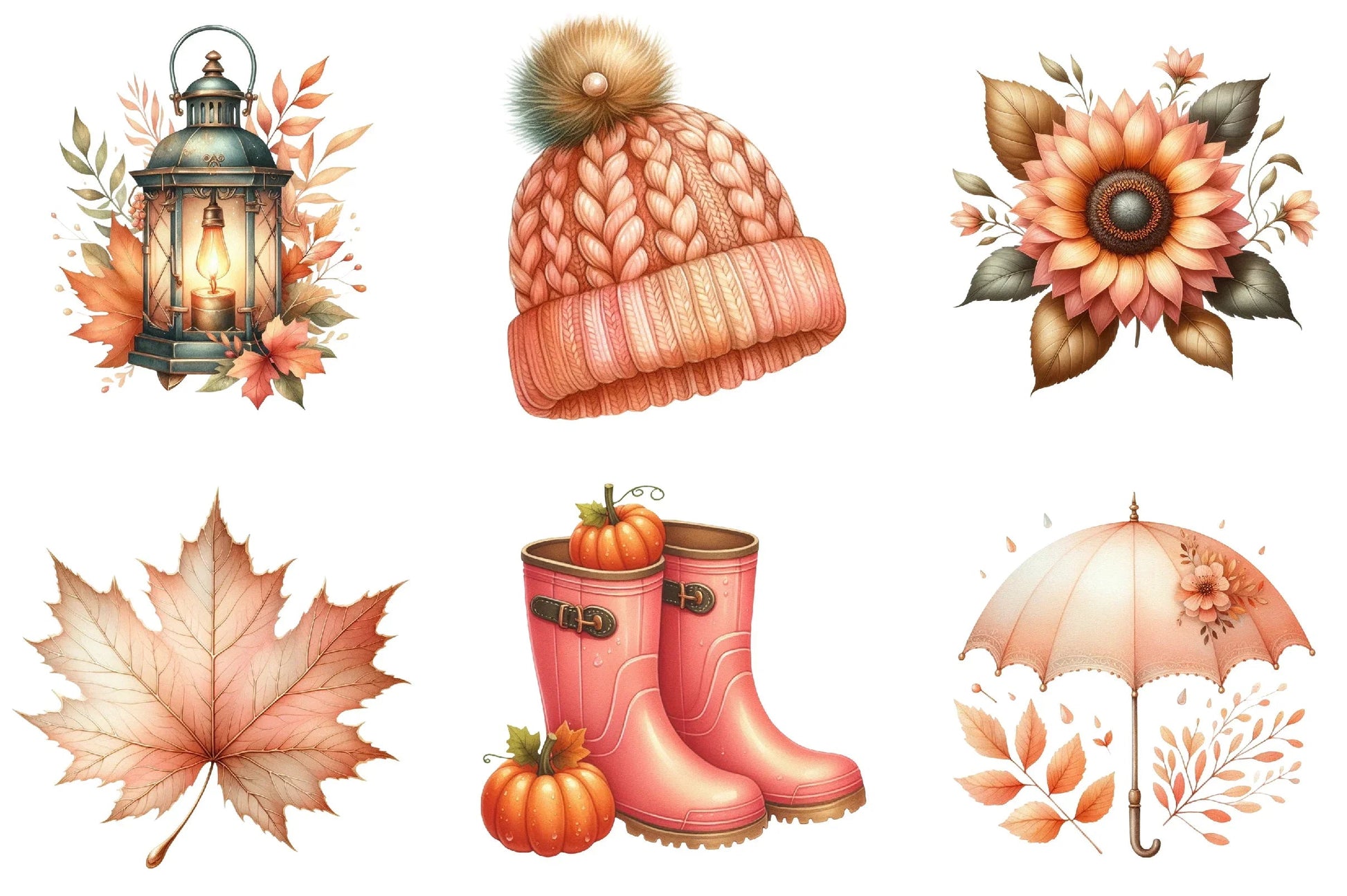Peach Autumn Clipart Bundle - CraftNest - Digital Crafting and Art