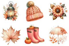 Peach Autumn Clipart Bundle - CraftNest - Digital Crafting and Art