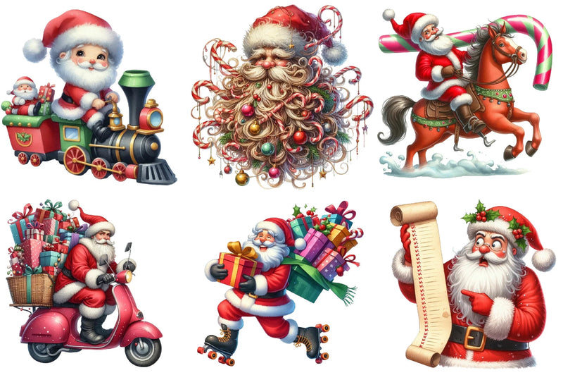 Funny Santa Claus Christmas Clipart Bundle - CraftNest - Digital Crafting and Art