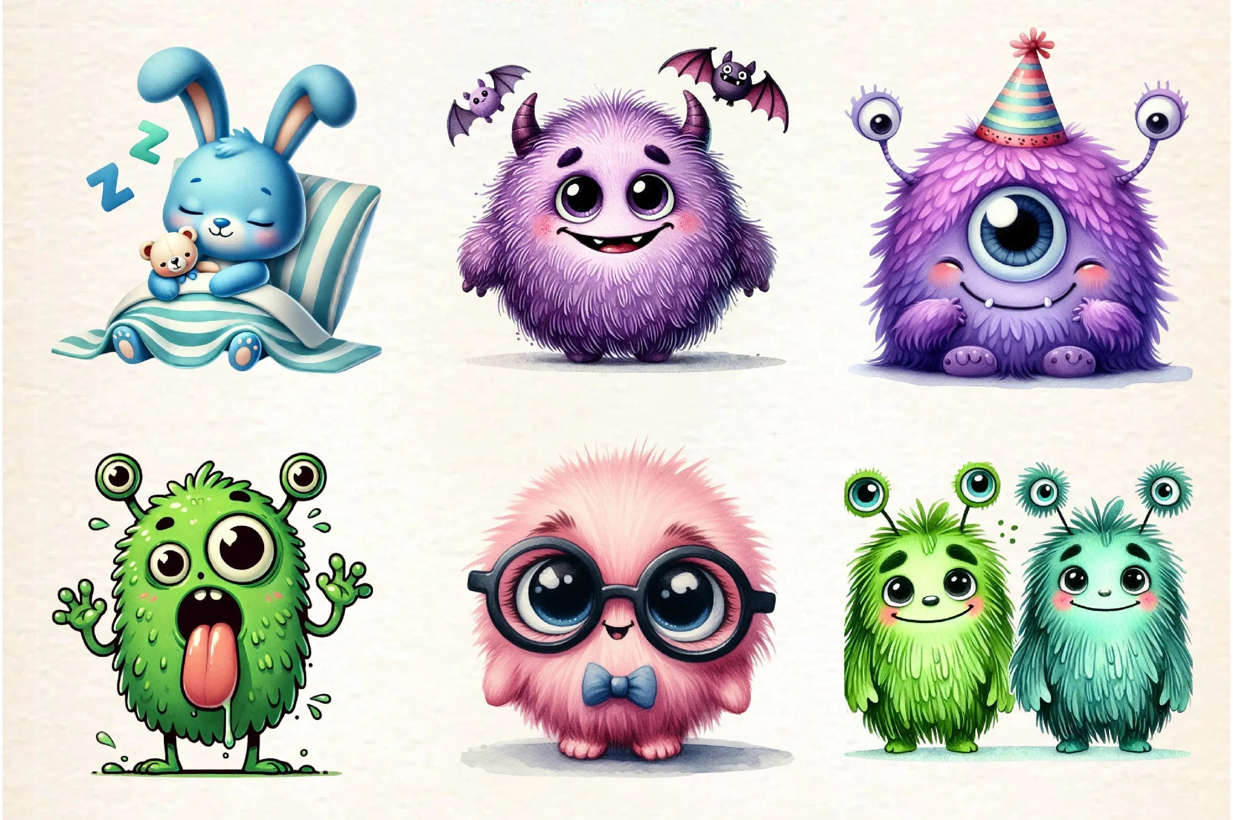 Cute Funny Monsters Clipart Bundle - CraftNest - Digital Crafting and Art