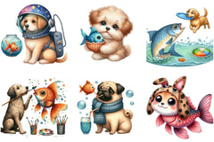Quirky Dog and Fish Clipart Bundle - CraftNest - Digital Crafting and Art