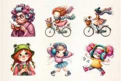 Funny Quirky Girl Clipart Bundle - CraftNest - Digital Crafting and Art