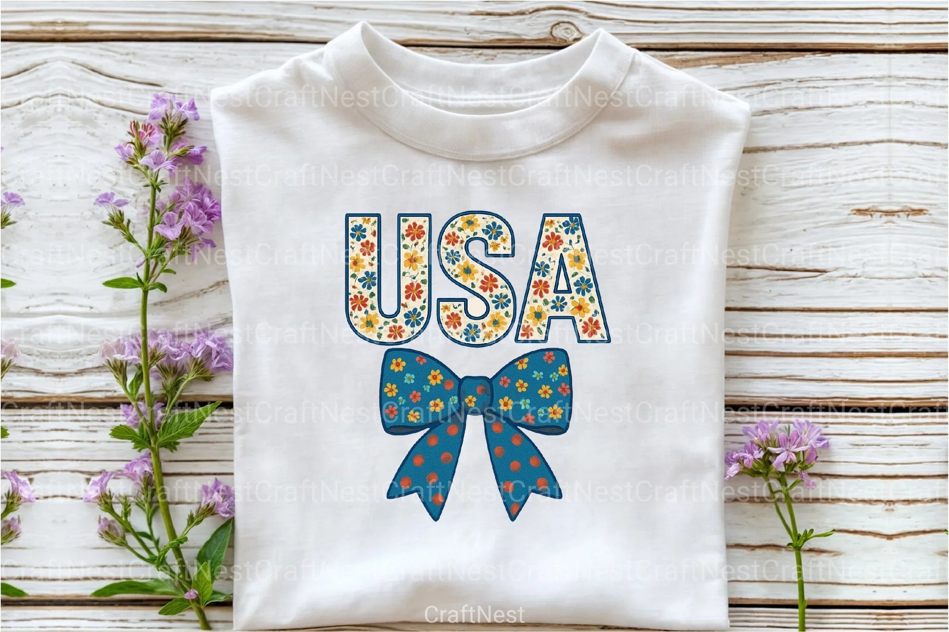 USA 4th of July Coquette Bow Flowers Clipart Bundle - CraftNest - Digital Crafting and Art